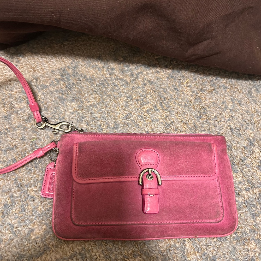 Coach Pink suede Clutch Bag